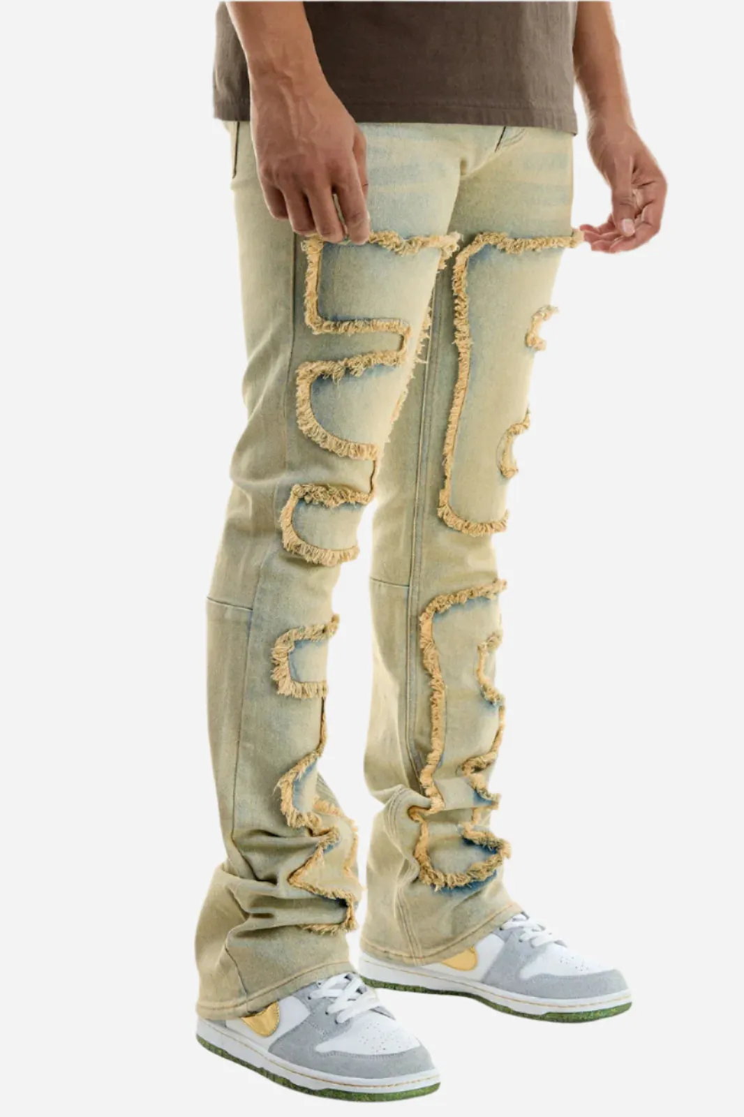 Symmetrical Patched Jeans - Stacked Flare Fit
