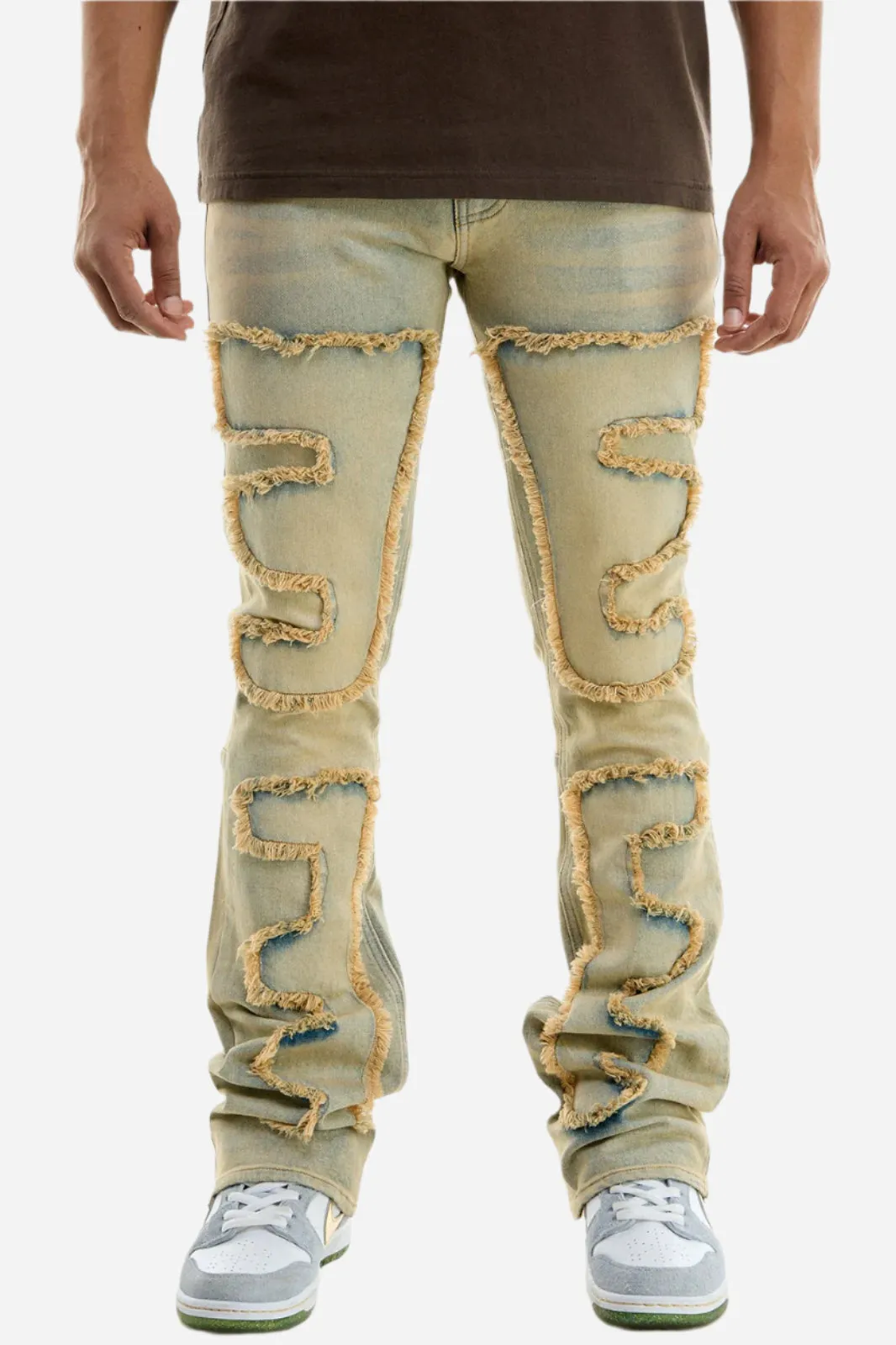 Symmetrical Patched Jeans - Stacked Flare Fit