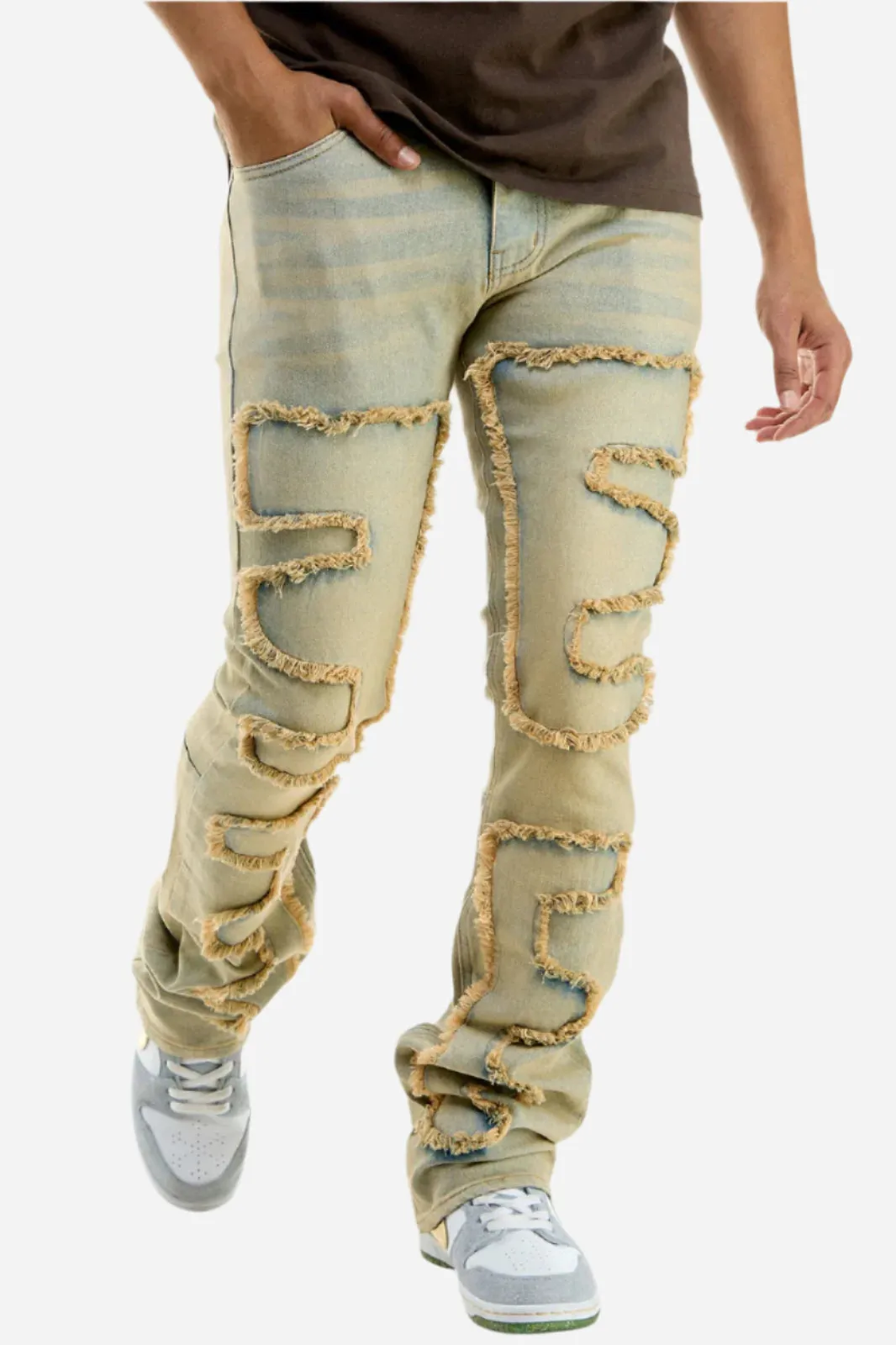 Symmetrical Patched Jeans - Stacked Flare Fit