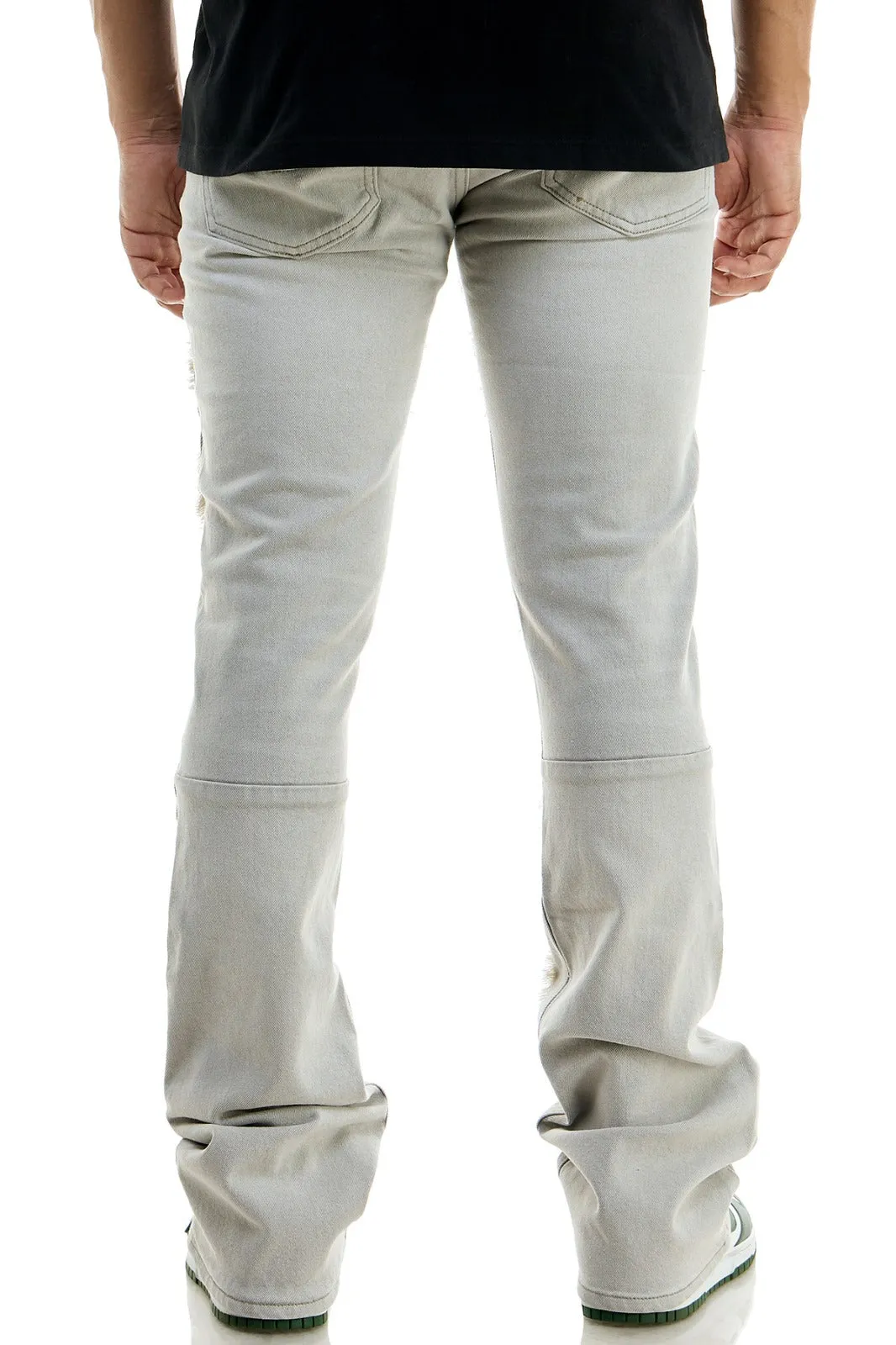 Symmetrical Patched Jeans - Stacked Flare Fit