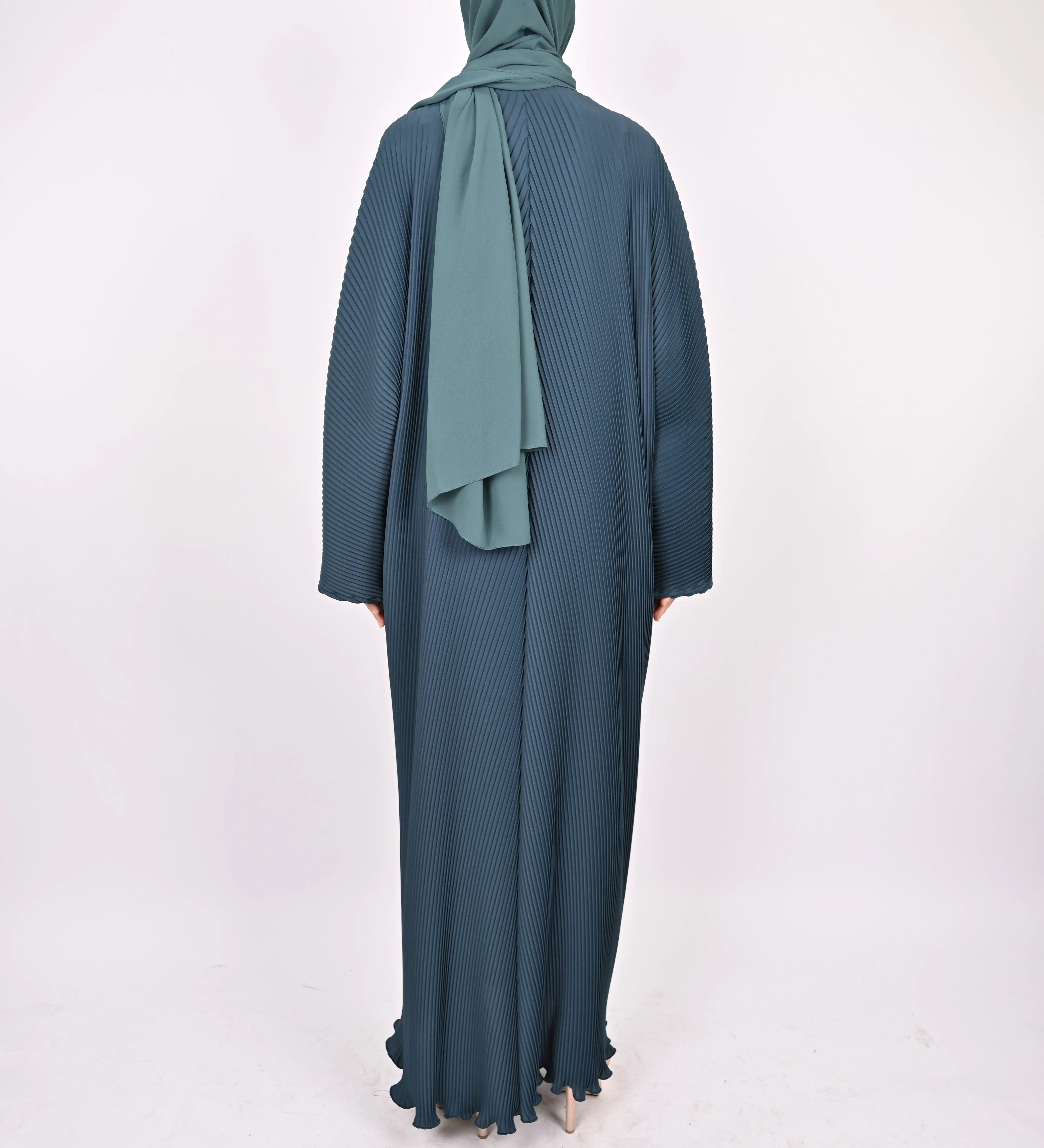 Teal - Pleated Batwing Abaya