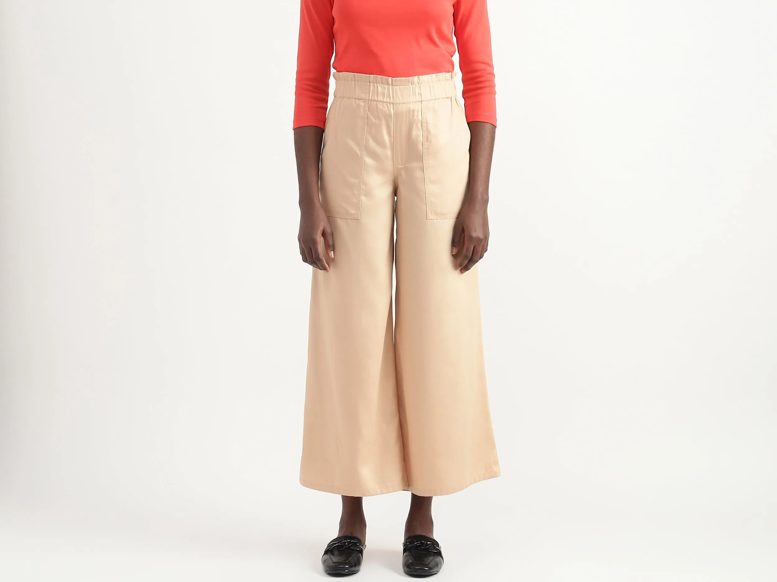 Tencel Solid Regular Length Women Trousers