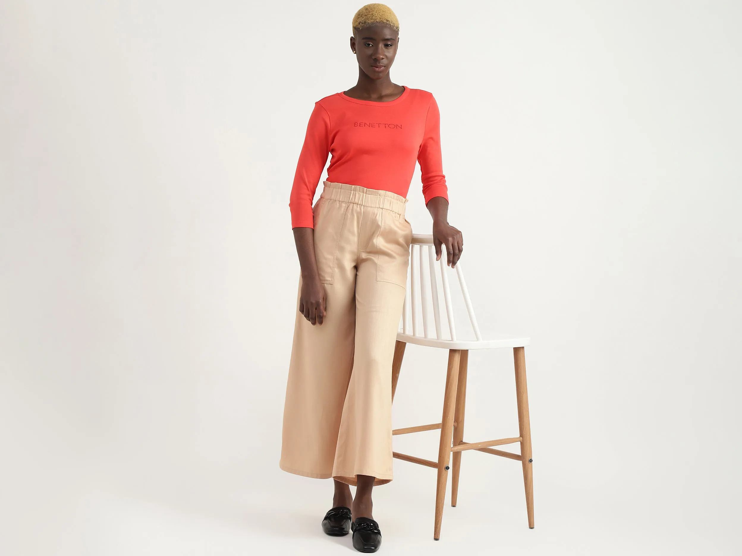 Tencel Solid Regular Length Women Trousers