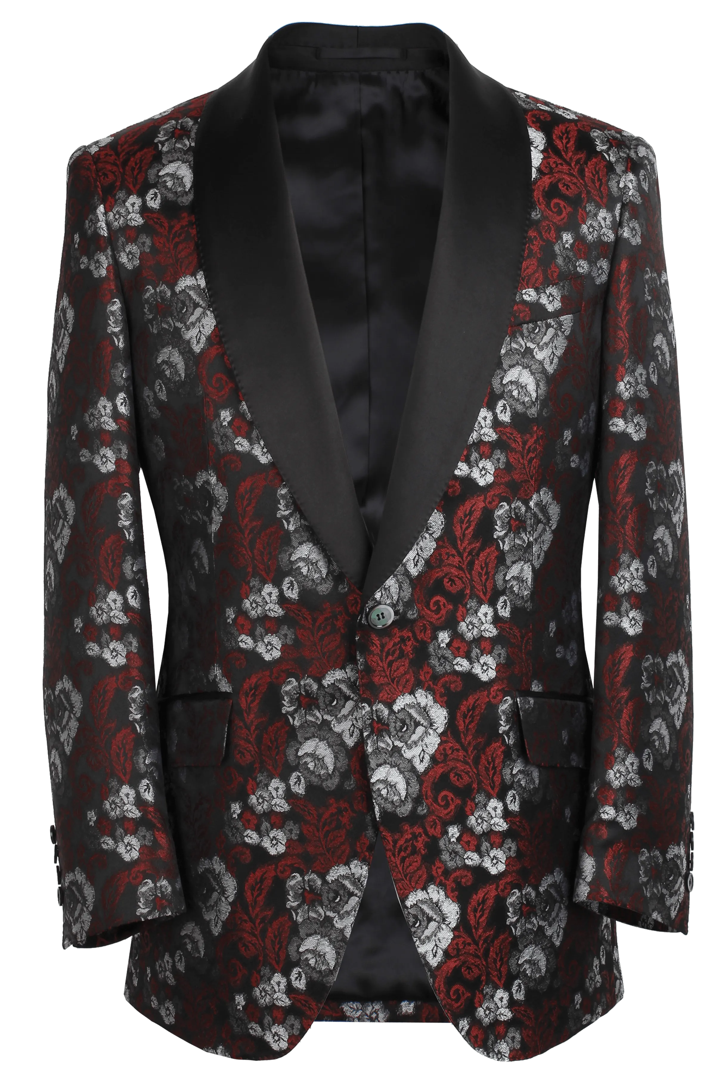 The Pierce Dinner Jacket - Viana Wine Floral Jacquard