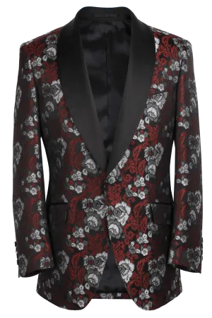 The Pierce Dinner Jacket - Viana Wine Floral Jacquard