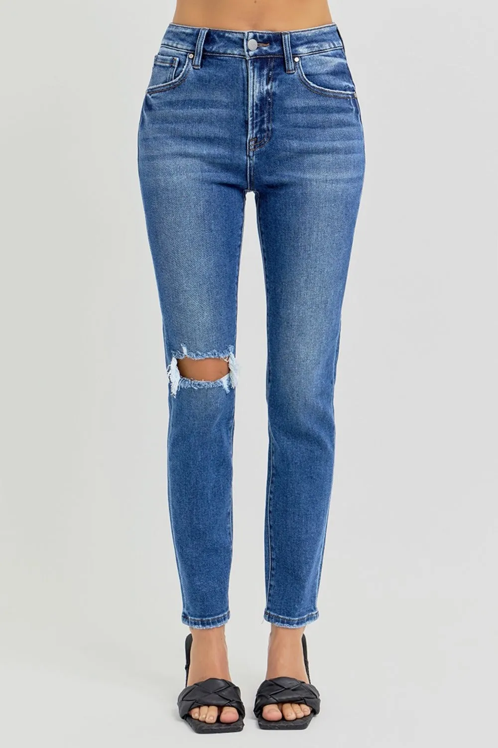Torrence RISEN Full Size High Rise Ankle Skinny Knee Distressed Jeans