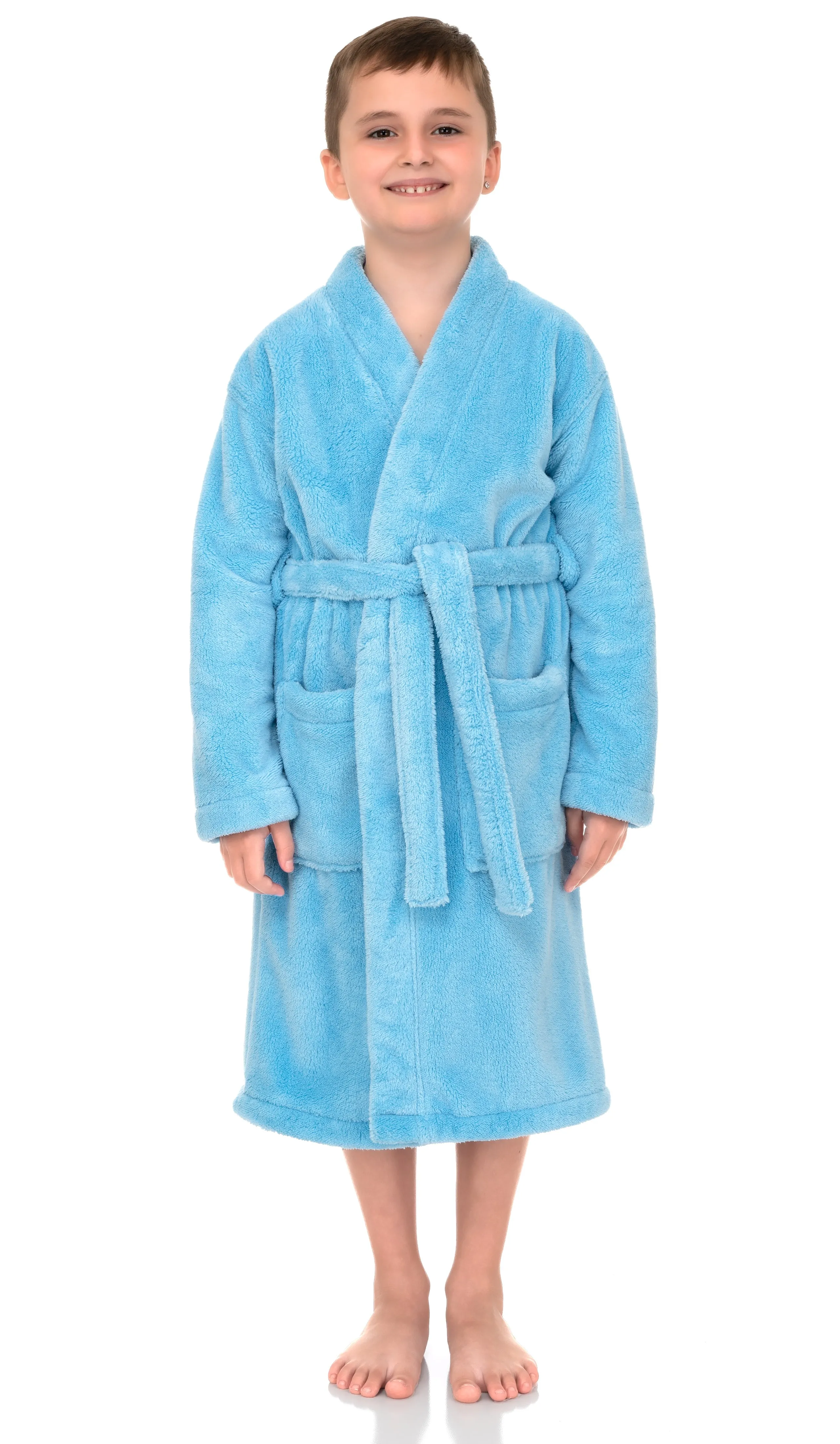 TowelSelections Boys Robe Kids Soft Plush Kimono Fleece Bathrobe