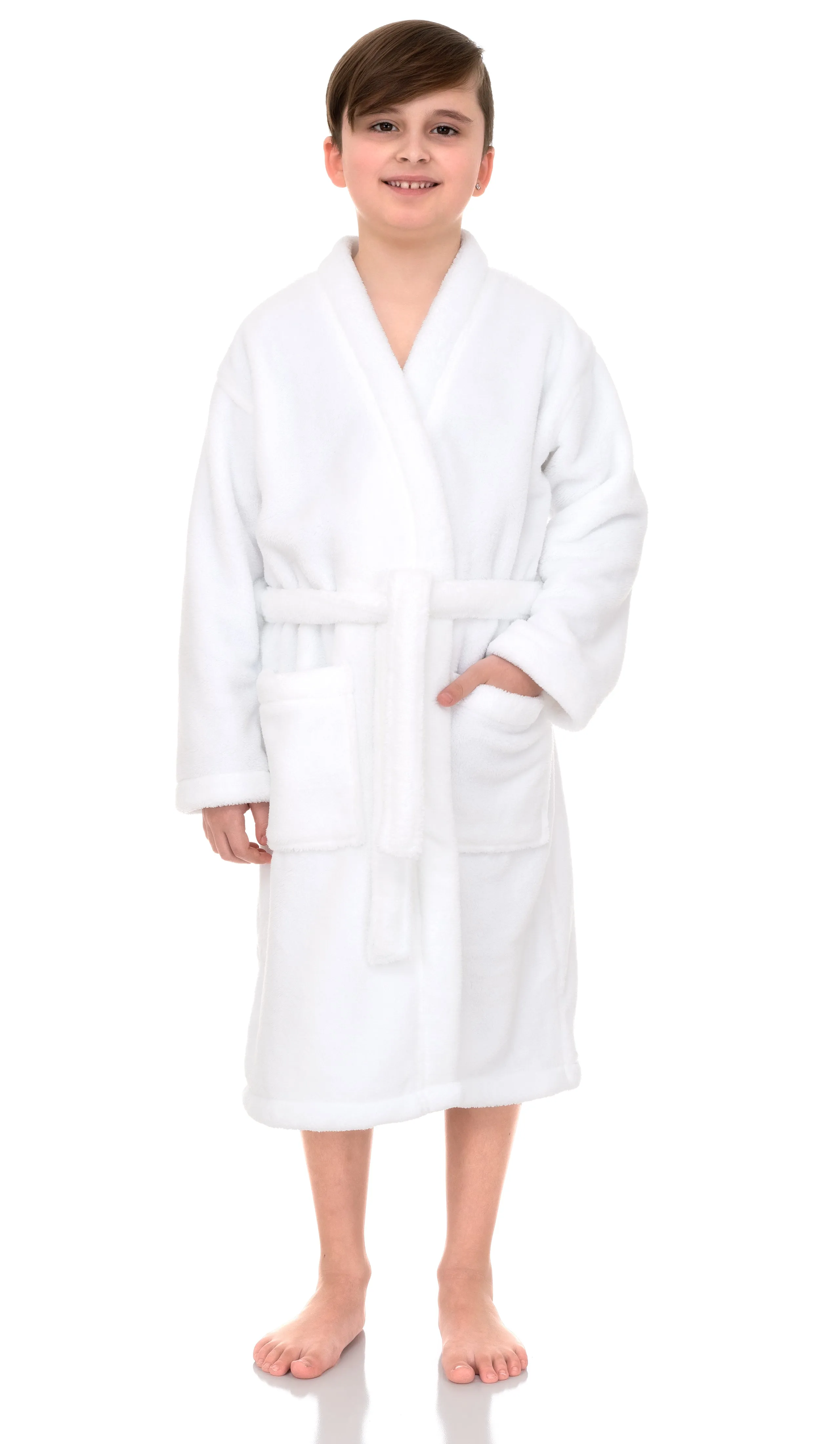TowelSelections Boys Robe Kids Soft Plush Kimono Fleece Bathrobe