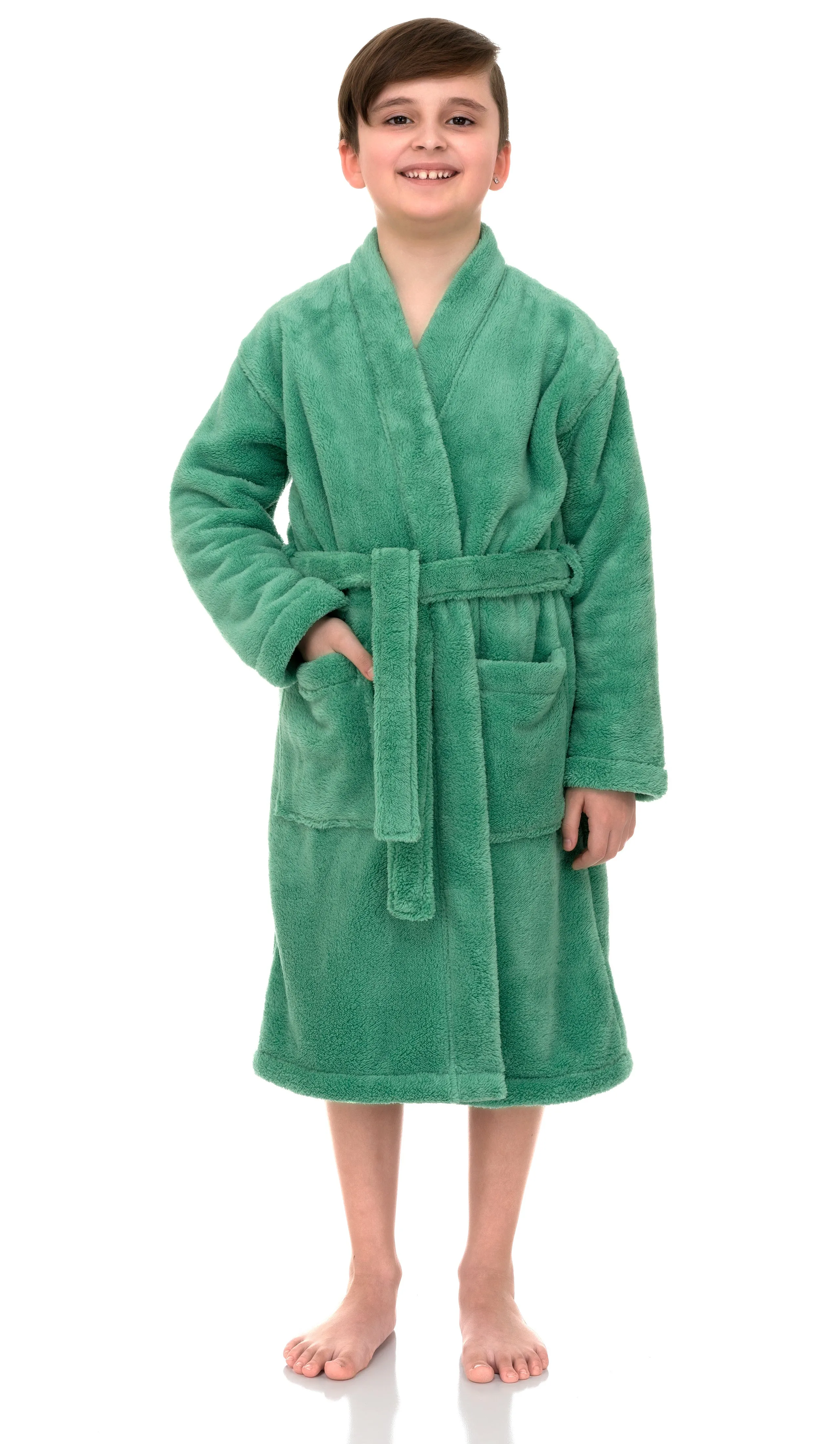 TowelSelections Boys Robe Kids Soft Plush Kimono Fleece Bathrobe