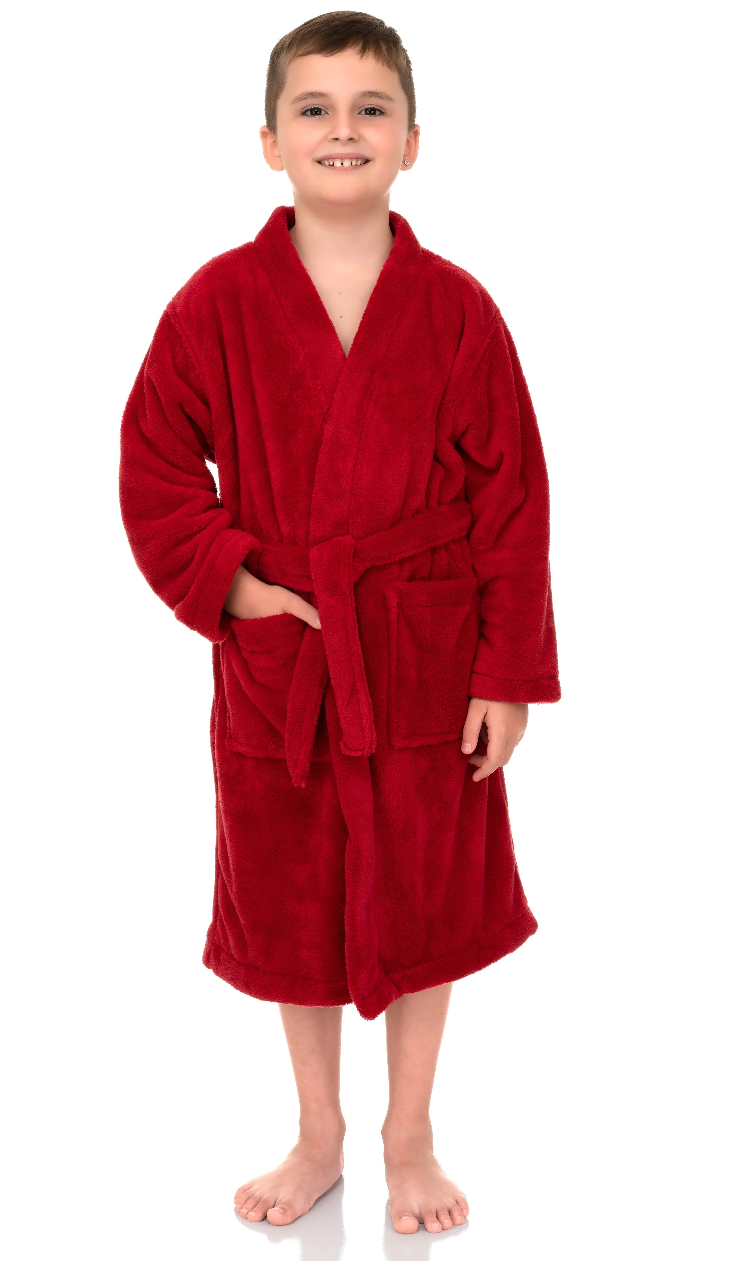 TowelSelections Boys Robe Kids Soft Plush Kimono Fleece Bathrobe