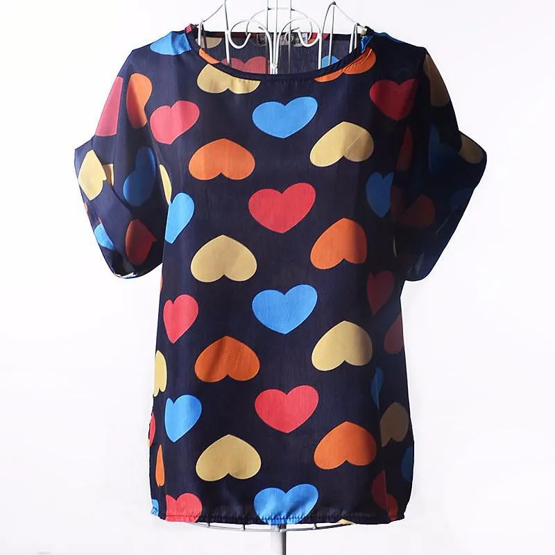 Tribal Bird Plaid Print Batwing Short Sleeve Chiffon Blouses Women Fashion Ladies White Shirt Tunic Tops