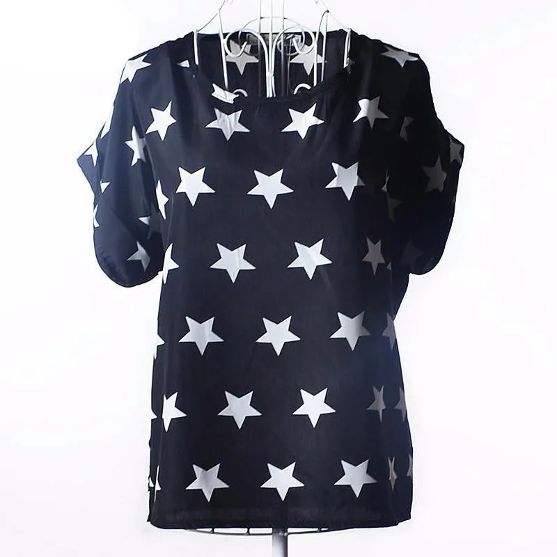 Tribal Bird Plaid Print Batwing Short Sleeve Chiffon Blouses Women Fashion Ladies White Shirt Tunic Tops