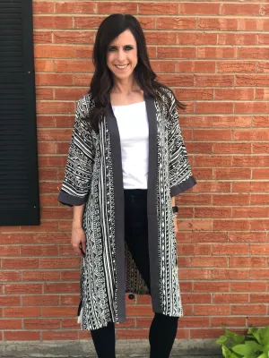Tribal Kimono-Black and White