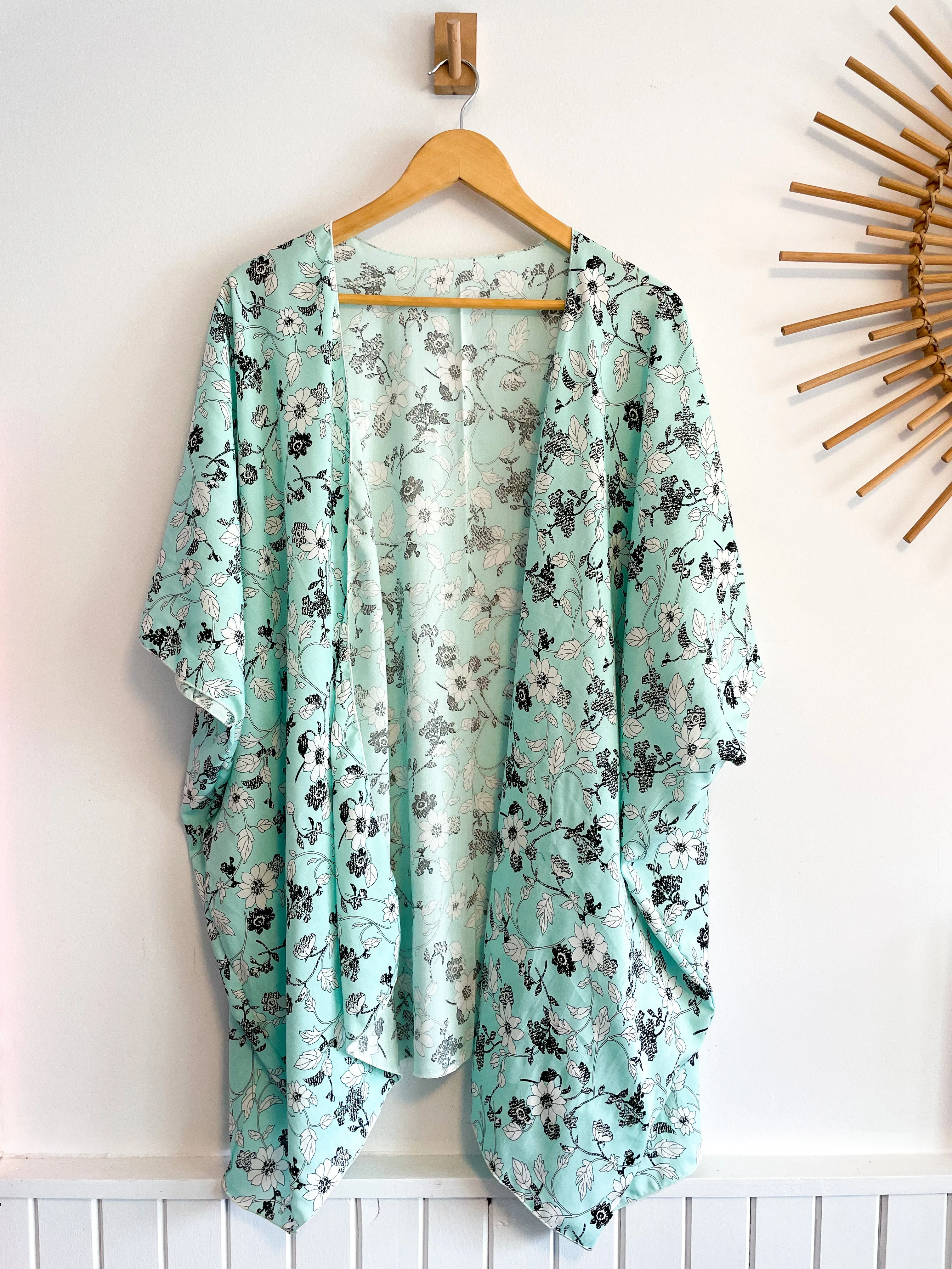 Turquoise Floral Kimono