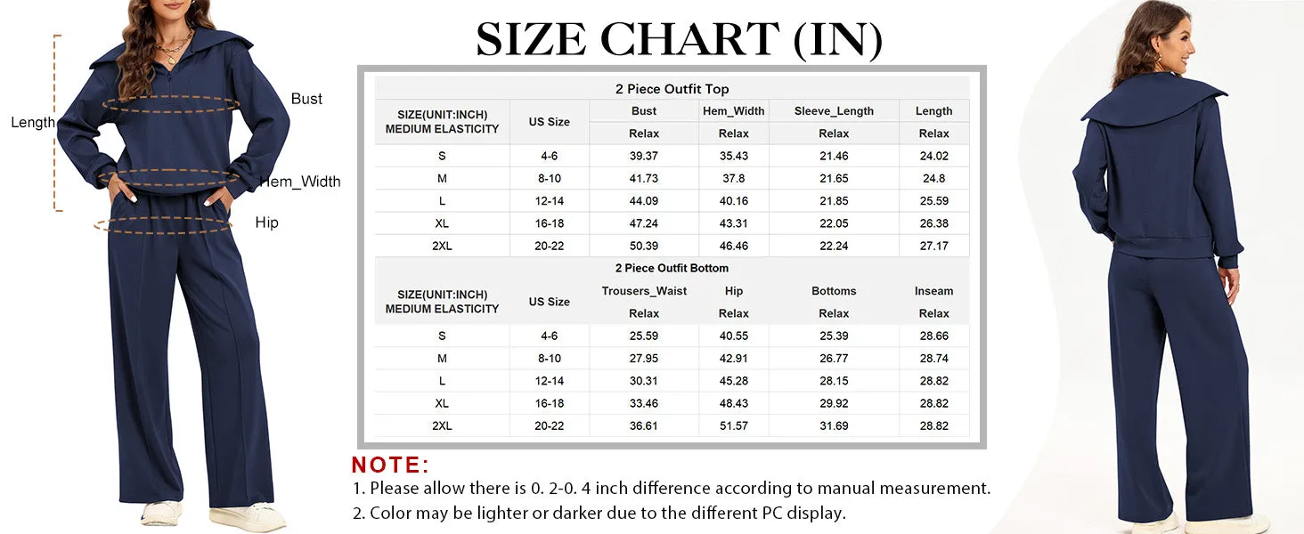 Two Piece Outfits Half Zip Sweatshirt Sweatsuit Lounge Sets for Women Matching Set Wide Leg Sweatpant Tracksuit