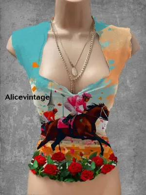 Vintage Derby Day Print V-Neck Lounge To