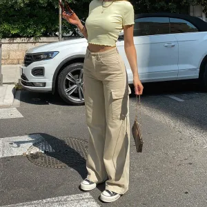 Vintage High Waist Cargo Jeans