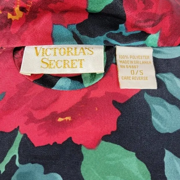 Vintage Victorias Secret Kimono Womens OS Red Floral Satin Robe Y2K 90s Romantic