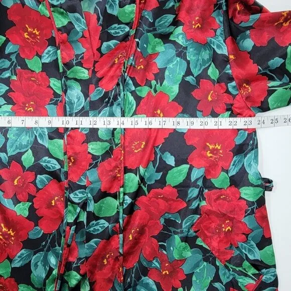 Vintage Victorias Secret Kimono Womens OS Red Floral Satin Robe Y2K 90s Romantic