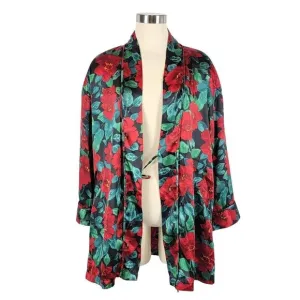 Vintage Victorias Secret Kimono Womens OS Red Floral Satin Robe Y2K 90s Romantic