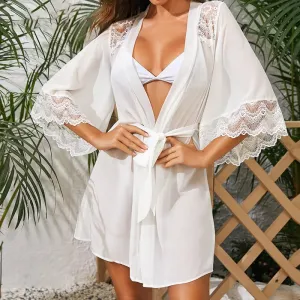 Whisper Sheer Lace Wrap Robe