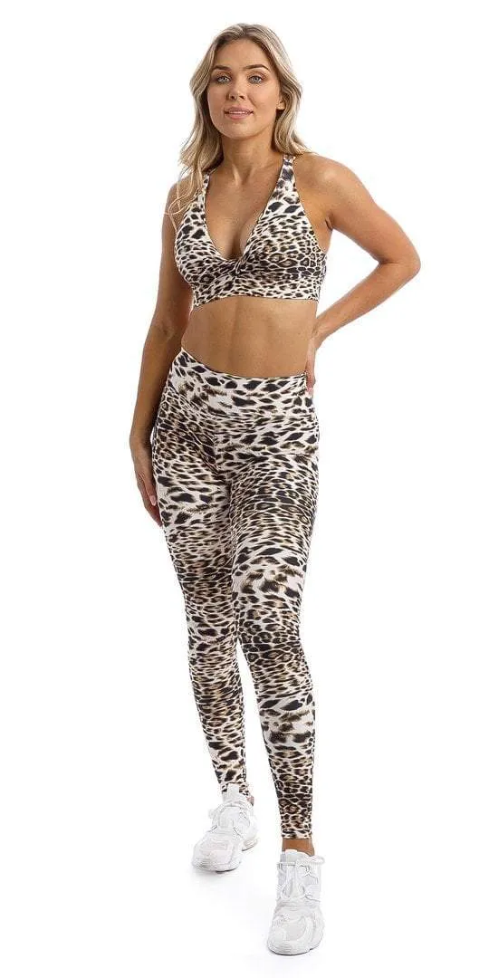 White Cheetah Diamond Back Bra