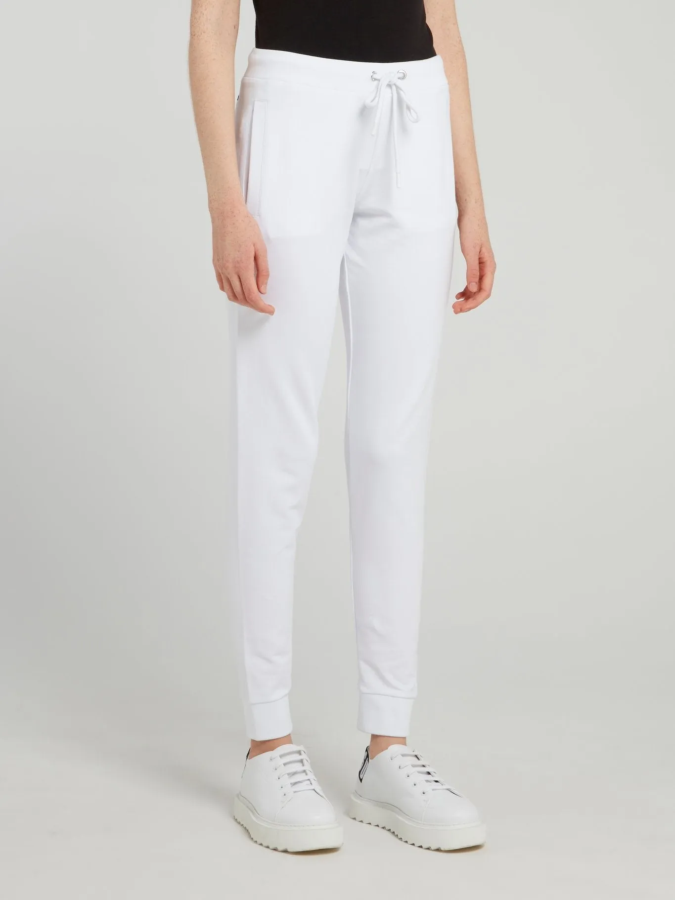 White Drawstring Fleece Sweatpants