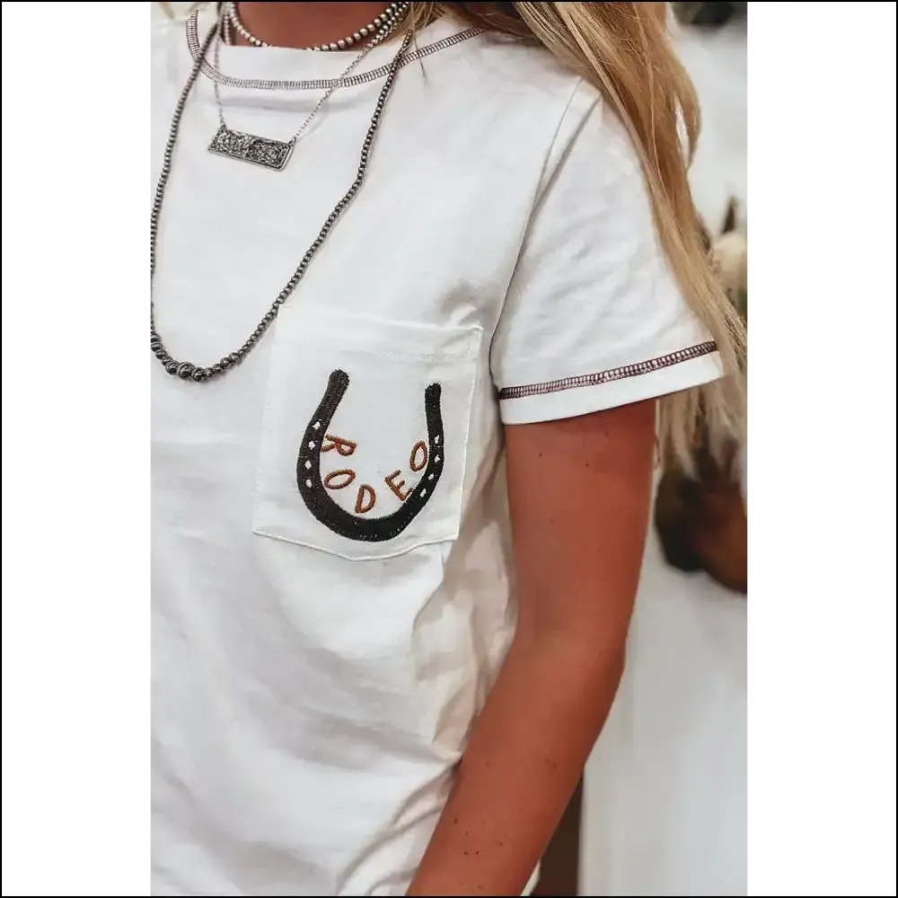 White Rodeo Horseshoe Tee:  Chic, Zero Bull 🐴 Needful Things