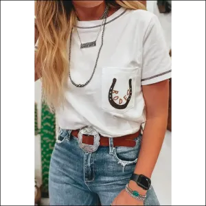 White Rodeo Horseshoe Tee:  Chic, Zero Bull 🐴 Needful Things
