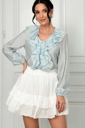 White skirt with ruffles made of lightweight batiste