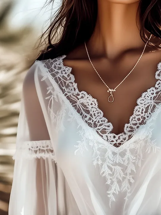 White Summer Blouse for Women