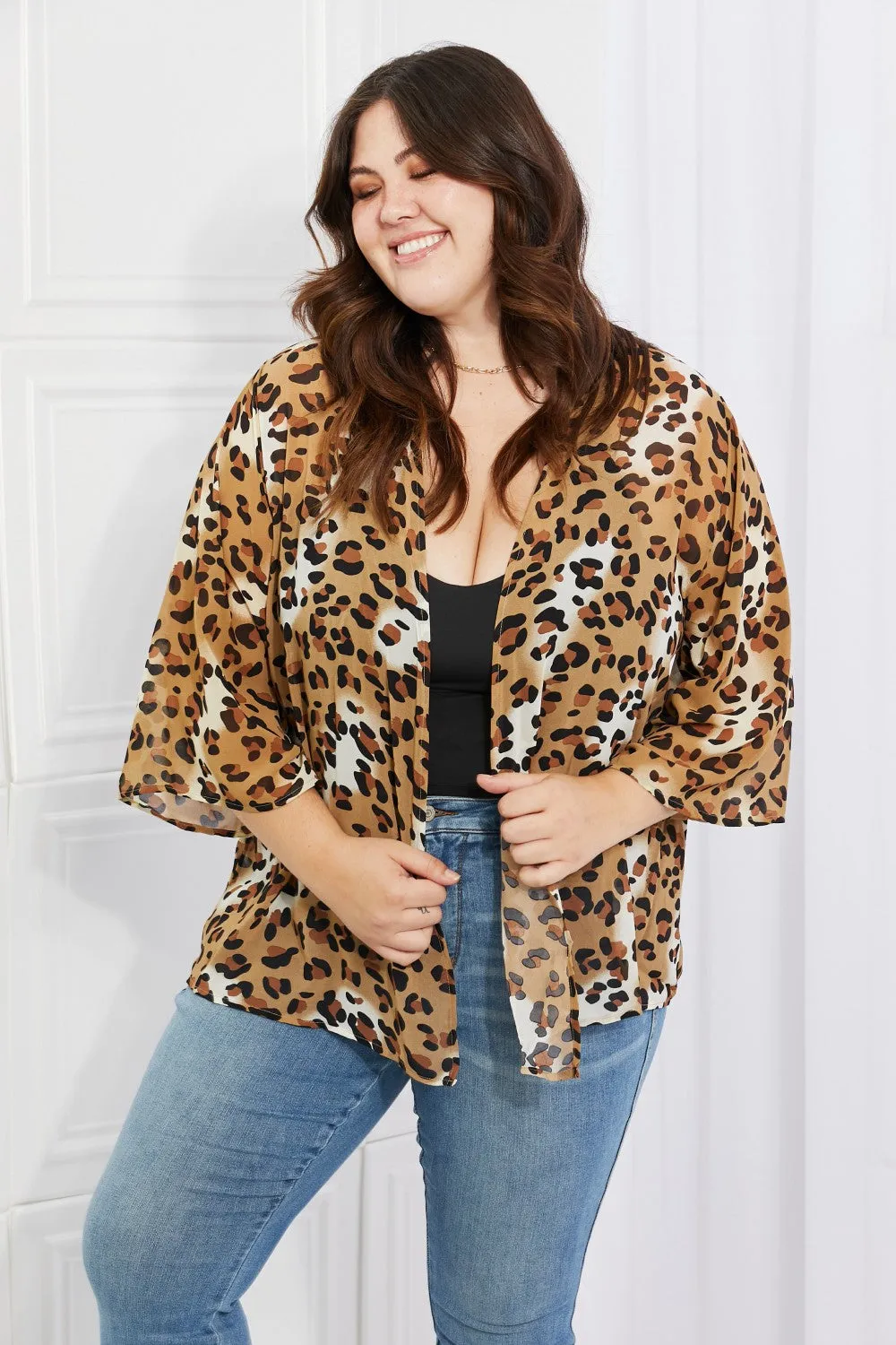 Wild Muse Animal Print Kimono in Camel