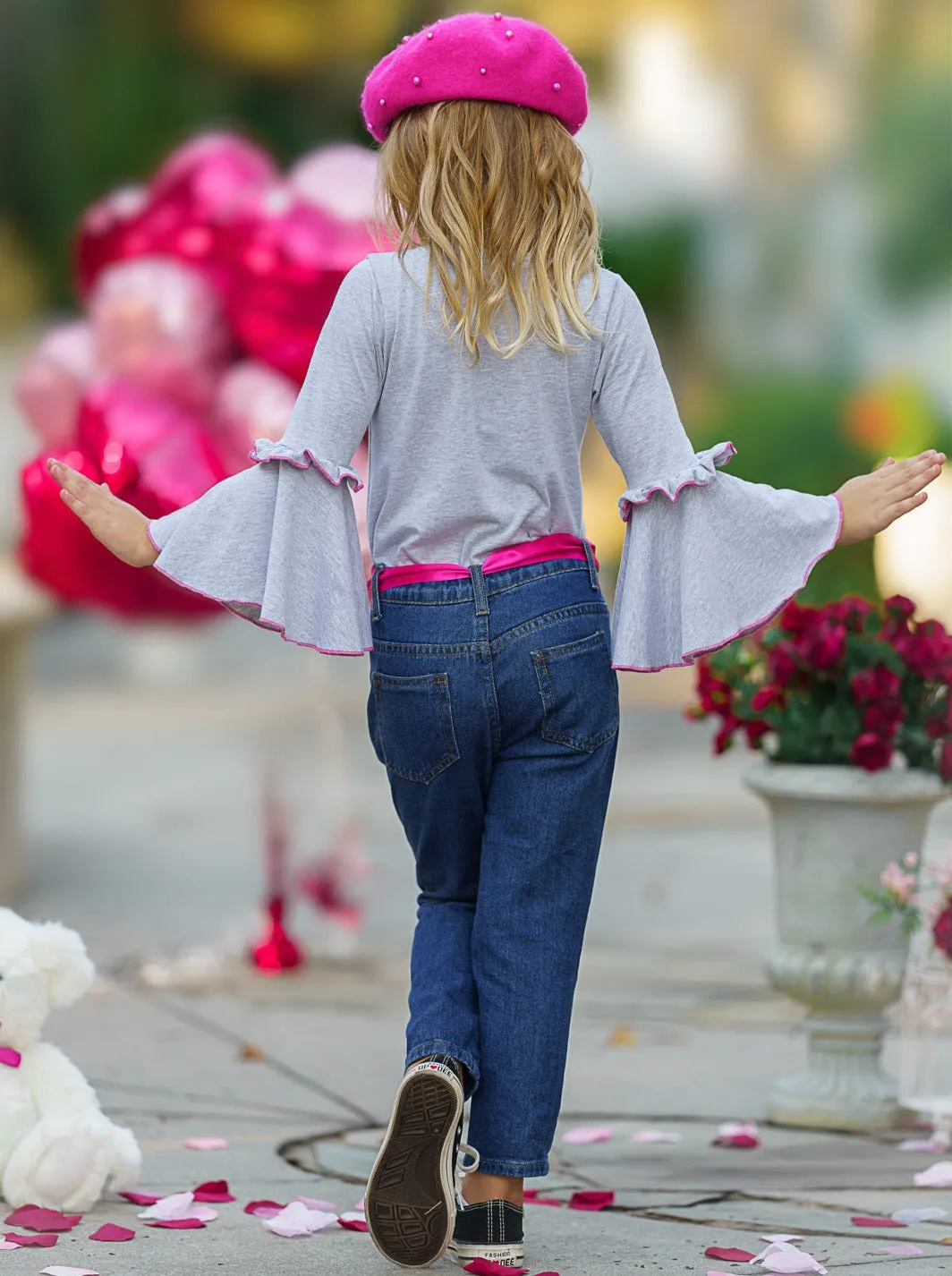 Wild Rainbow Love Patched Jeans Set