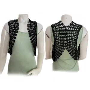 Women Blouse Torera Black Crochet