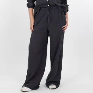 Womens Cotton Double Gauze Pants - Raven
