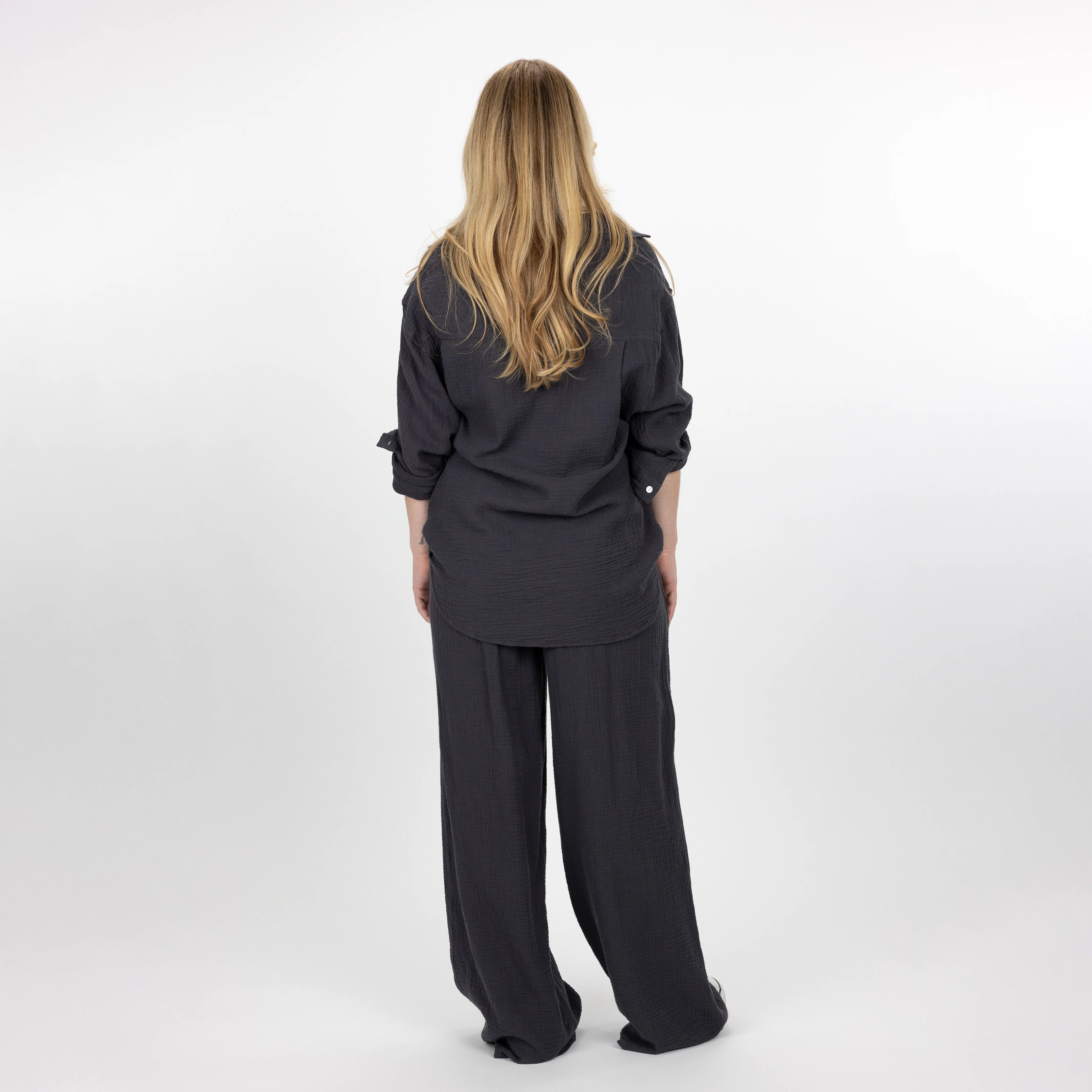 Womens Cotton Double Gauze Pants - Raven