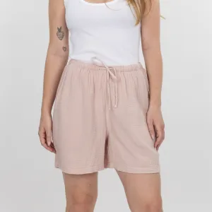 Womens Cotton Double Gauze Shorts - Rose Smoke