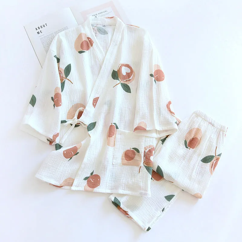 Women's Fashionable Cotton Kimono Gauze Pants Loungewear