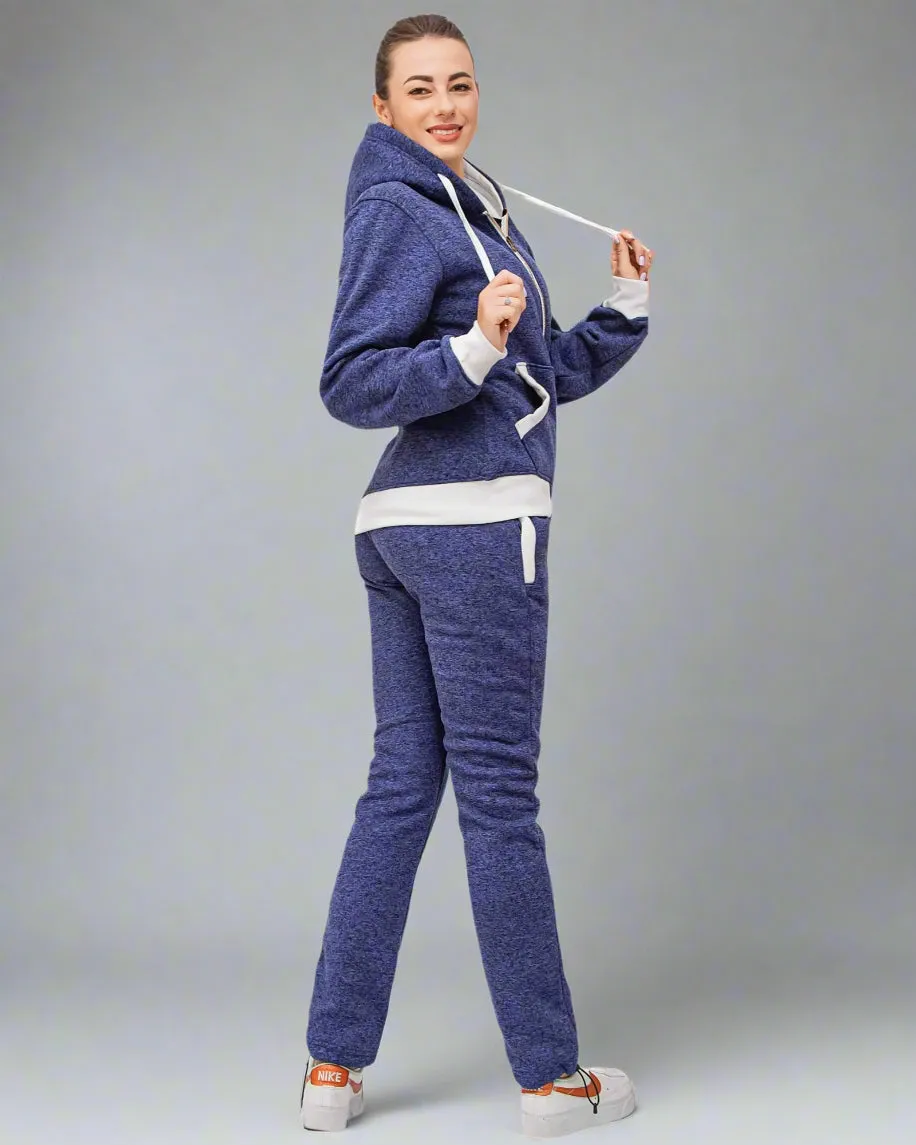 Women’s Flora zip up Soft fleece Hoodie Sweatshirt with Sweatpants