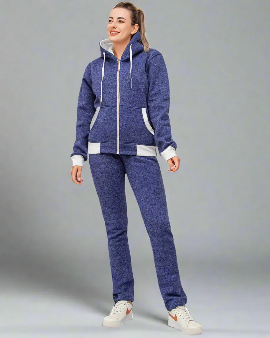 Women’s Flora zip up Soft fleece Hoodie Sweatshirt with Sweatpants