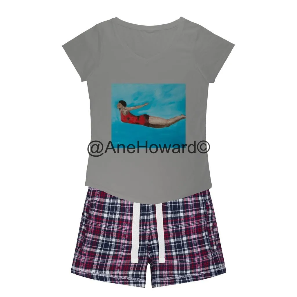 Women's Sleepy Tee and Flannel Short THE DIVER