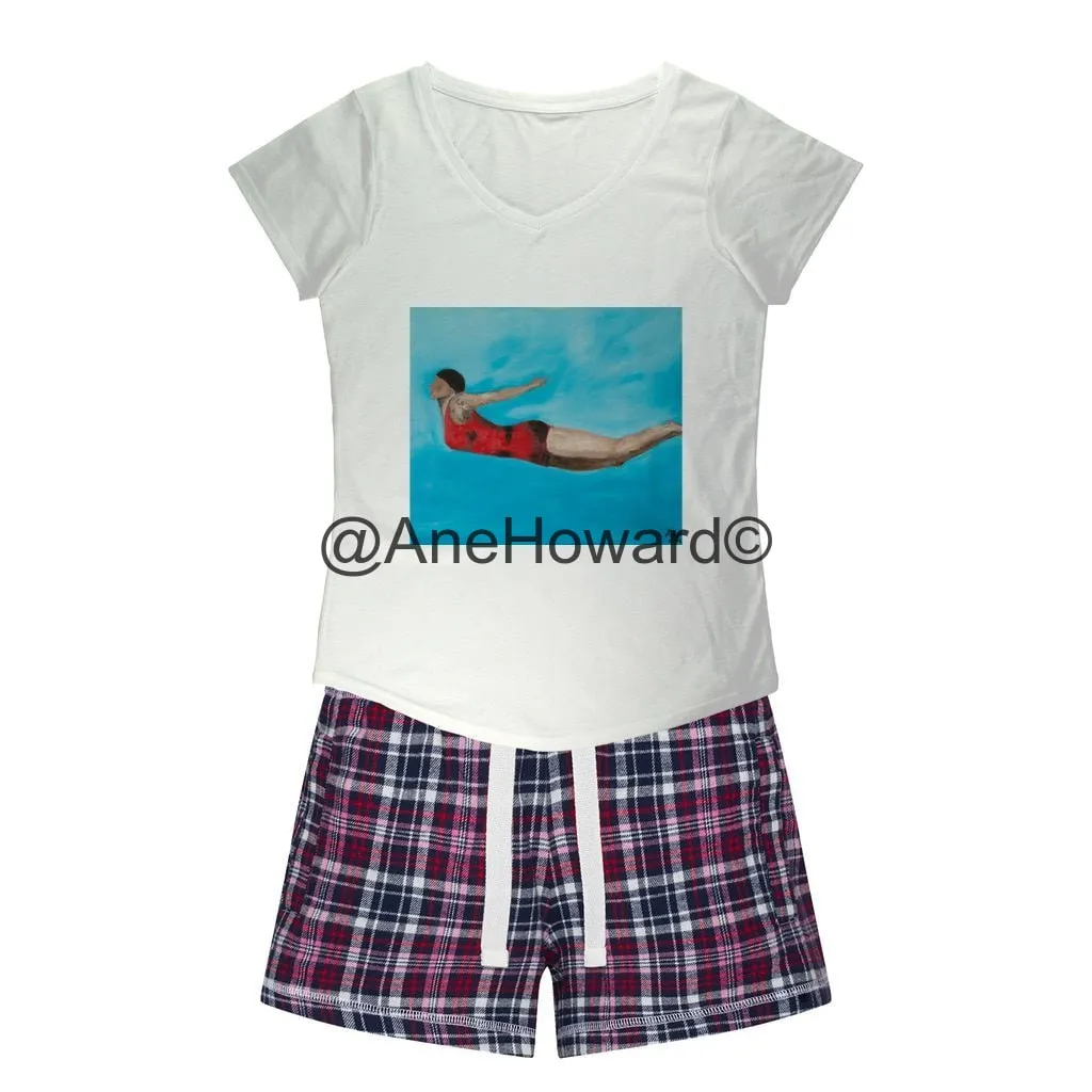 Women's Sleepy Tee and Flannel Short THE DIVER