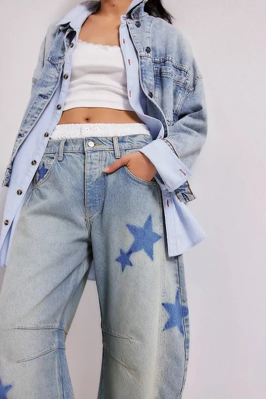 Women's Vintage Design Baggy Denim Jeans