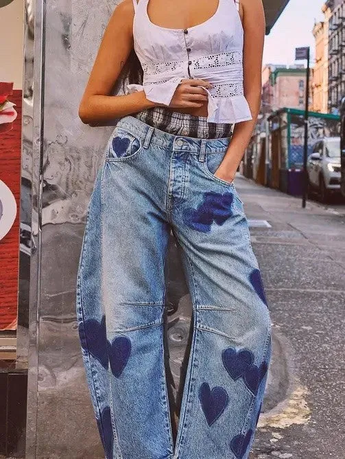 Women's Vintage Design Baggy Denim Jeans