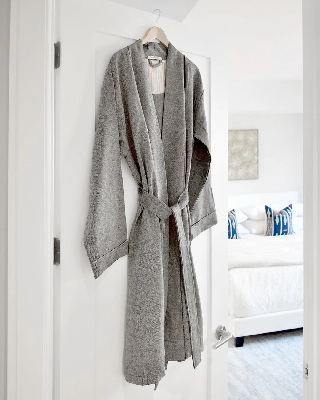 Wool/Cotton Blend Robe – Dark Grey
