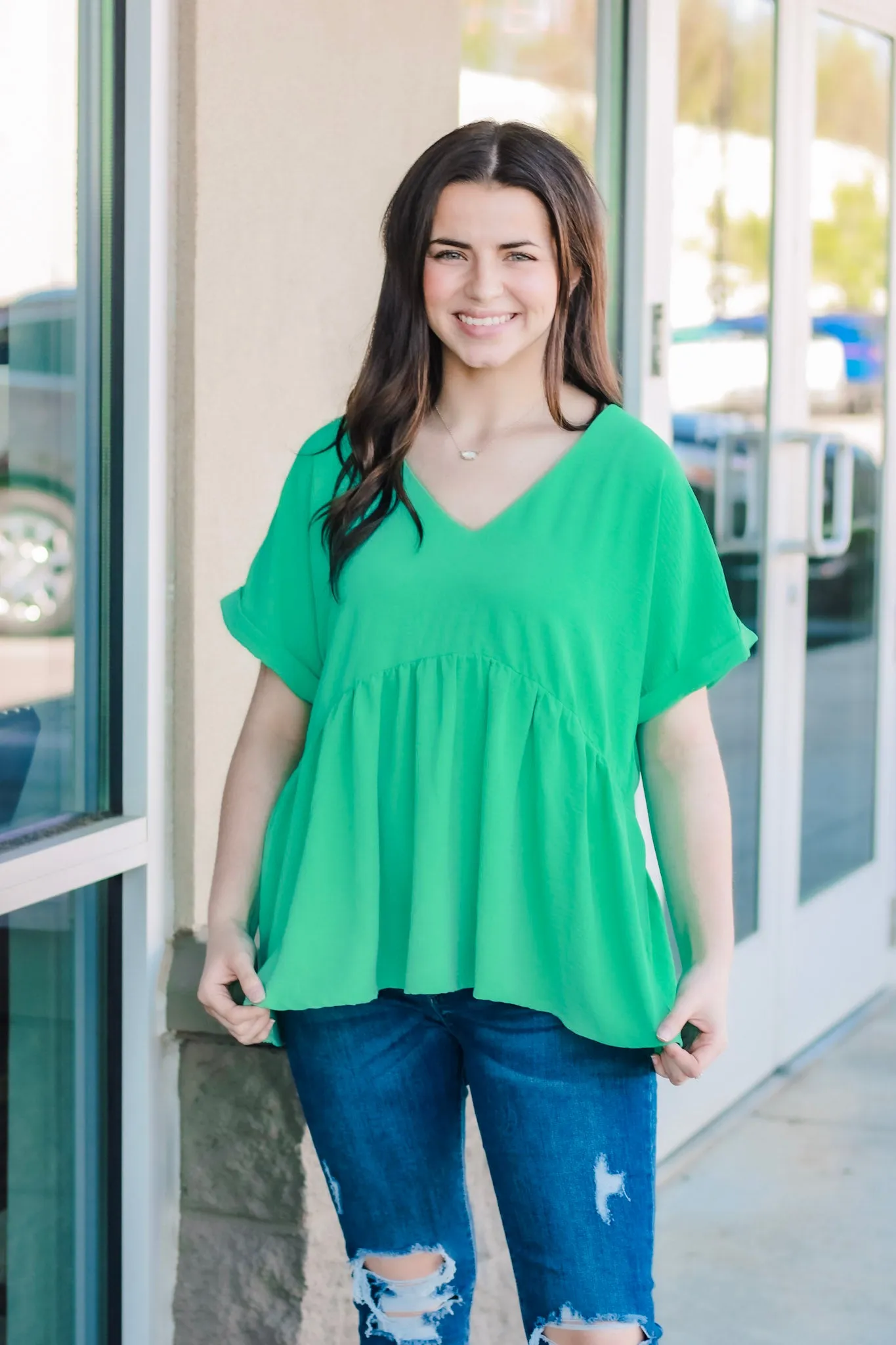 Working Overtime Blouse in Jade