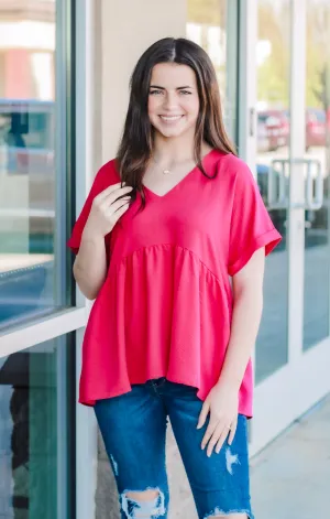 Working Overtime Blouse in Raspberry