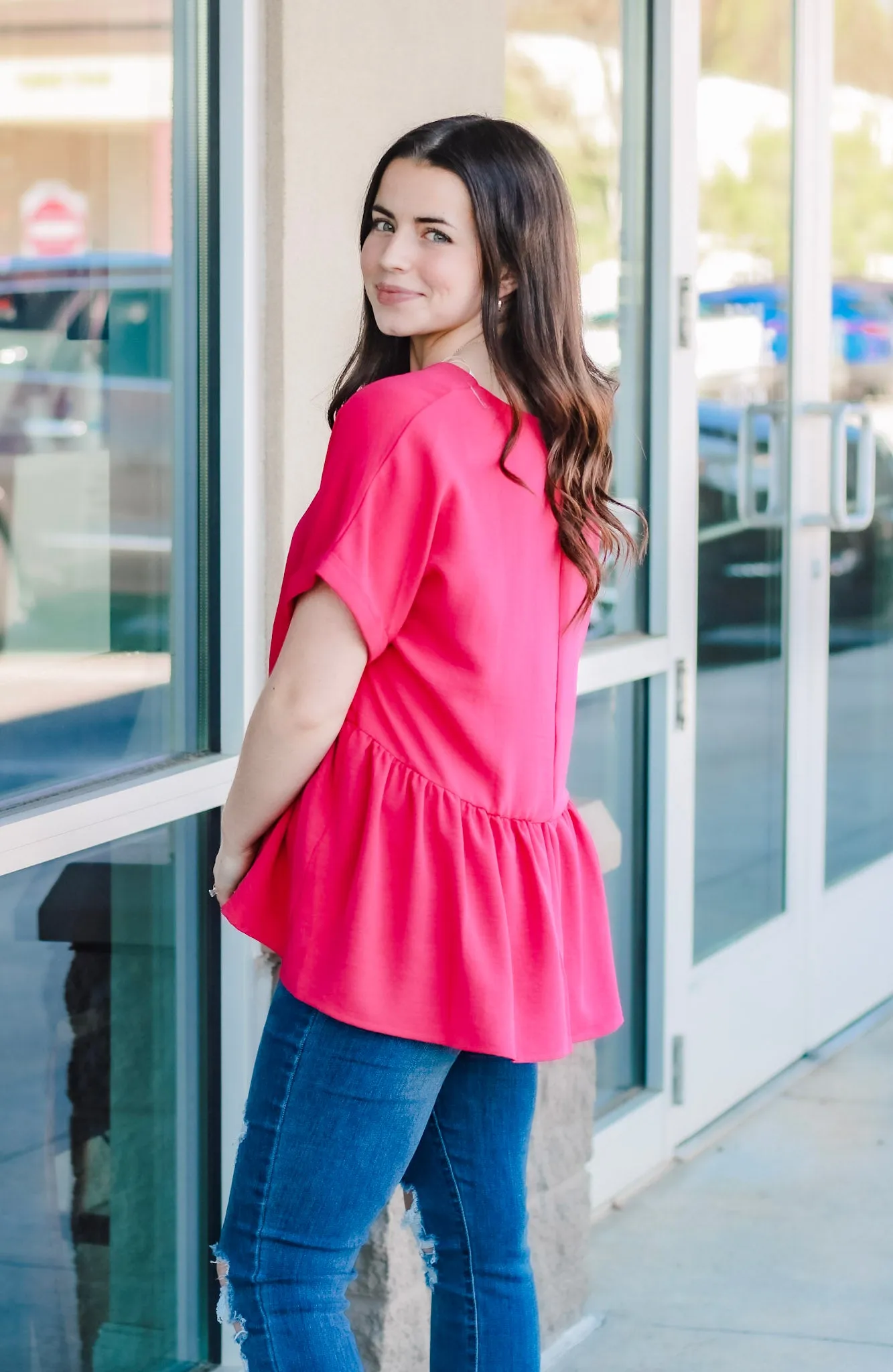 Working Overtime Blouse in Raspberry
