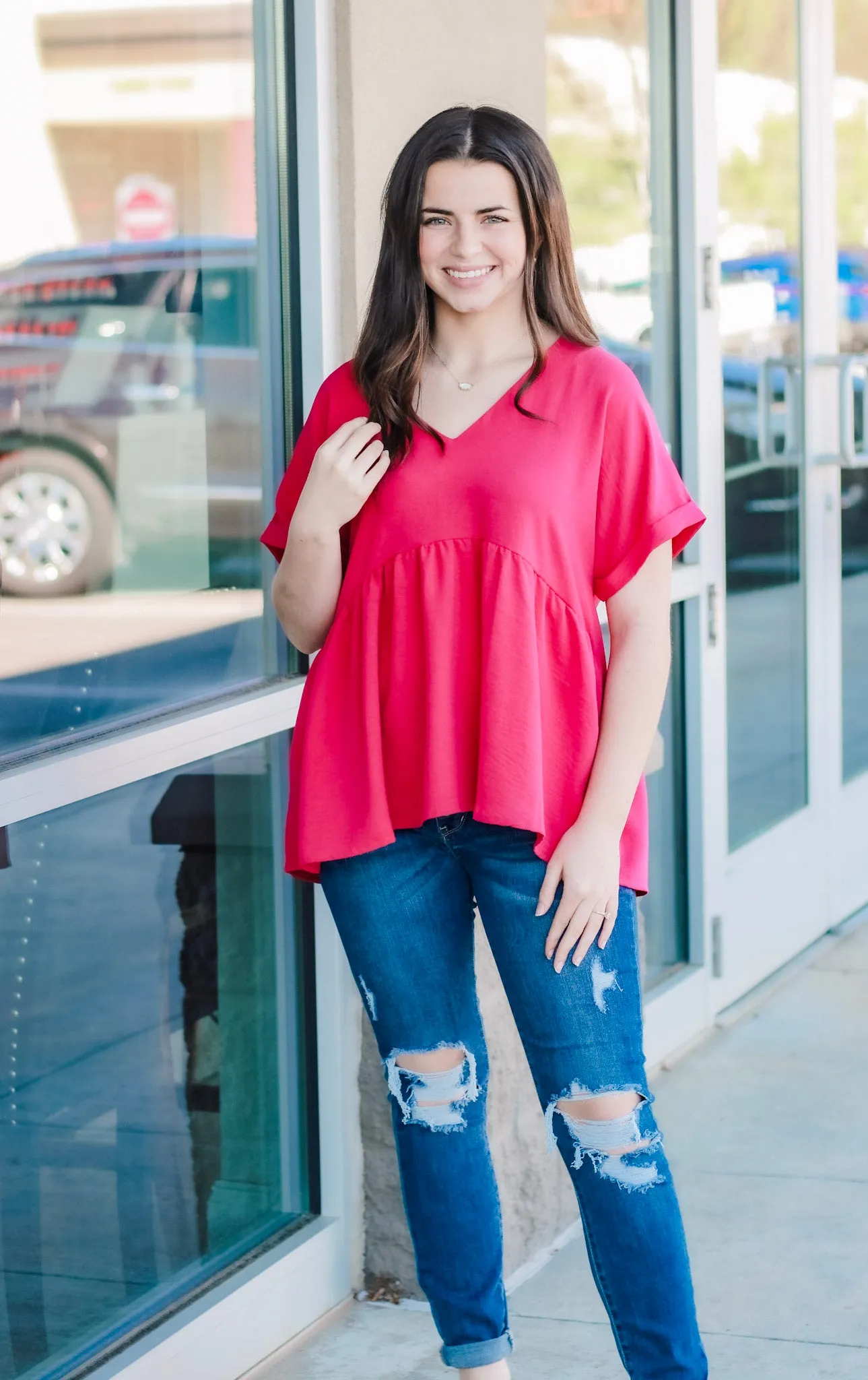 Working Overtime Blouse in Raspberry