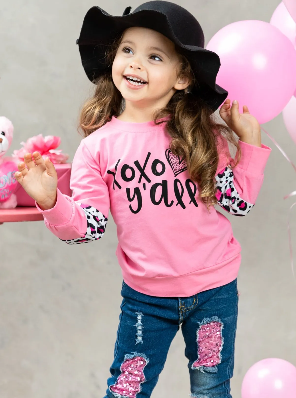 XOXO Y'all Patched Jeans Set